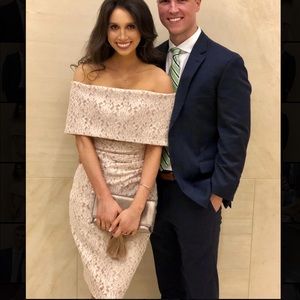 Off the shoulder gold dress